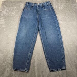 RE/DONE‎ Jeans Womens 29 Blue Medium Wash Peg Leg High Rise Button Fly Denim